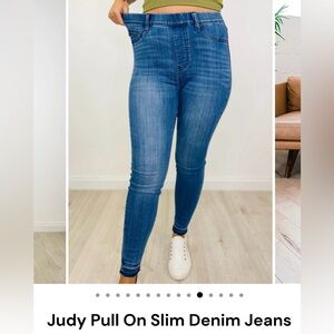 Judy Blue high rise non-distressed release hem pull on skinny jeans size 1/25